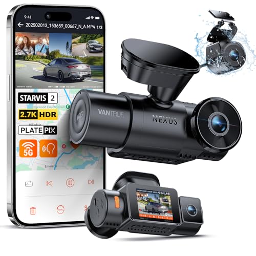 Vantrue N4S 3 Channel WiFi Dash Cam 2.7K+2.5K+2.5K Front Inside and Waterproof Rear, 3 Way STARVIS 2 IMX675 Dash Camera w/PlatePix™, HDR, WiFi GPS, IR Night Vision, 24H Parking Mode, Support 1TB Max
