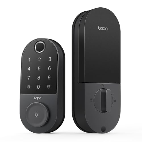Tapo TP-Link Door Lock, 6 Ways to Securely Access, Smart Home Integration, Auto Lockout&Real-Time Alerts, Fingerprint Recognition, Built-in Doorbell, Guest Access, BHMA(Tapo DL110)