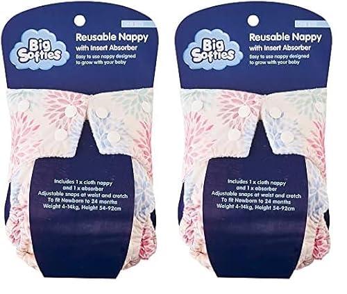 Big Softies Girl Reusable Nappy with Insert Absorber, Vehicle (Pack of 2)