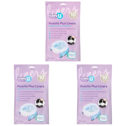 babyU Potette Plus Liners ; Portable Potty Liners ; On the Go ; Toilet Training ; 10pk (Pack of 3)