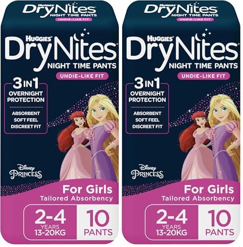 Huggies DryNites Night Time Pants for Girls 2-4 Years (13-20kg) 10 Count (Pack of 2)