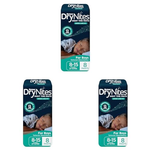Huggies DryNites Night Time Pants for Boys 8-15 Years (27-57kg) 8 Count (Pack of 3)