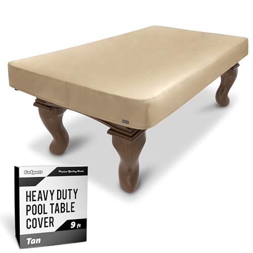 GoSports 9 ft Premium Leatherette Pool Table Cover - Waterproof & Tearproof - Heavy Duty Indoor & Outdoor Billiard Table Cover