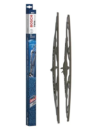 Genuine Bosch 801S Wiper Blade Set - Beam Wiper Blades with Spoiler, 600mm & 530mm Lengths, Front Seat Passenger Side Curved