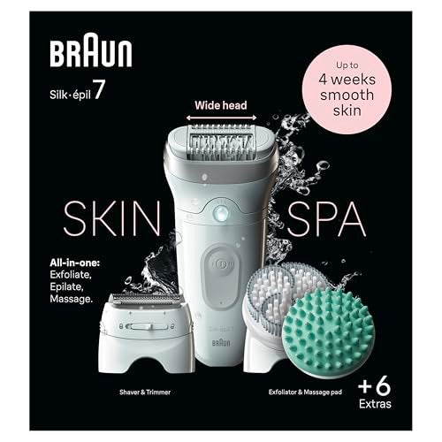 Braun 7-081 Silk-épil 7 SkinSpa Epilator for Wet and Dry, Lasting Smooth Skin, Silver