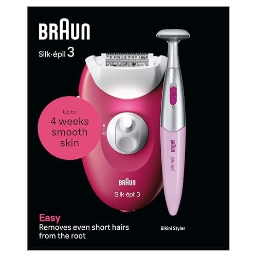 Braun 3-202 Silk-épil 3 Epilator Include Bikini Trimmer, Raspberry