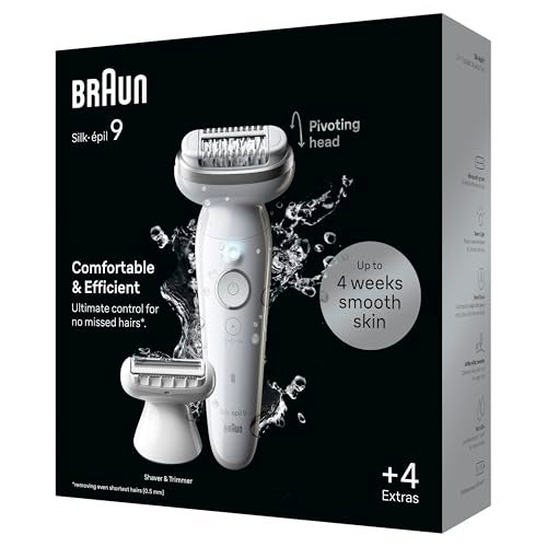 Braun 9-041 3D Silk-épil 9 Epilator for Wet and Dry, Lasting Smooth Skin, Silver