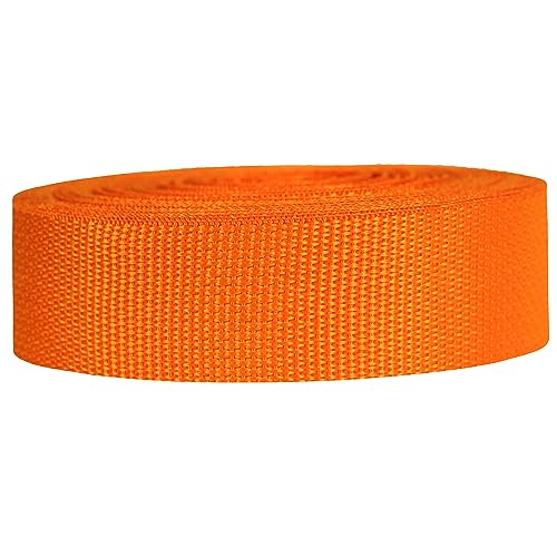 Strapworks Lightweight Polypropylene Webbing - Poly Strapping for Outdoor DIY Gear Repair, Pet Collars, Crafts – 1.5 Inch x 25 Yards - Orange
