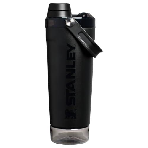 Stanley Vitalize Shaker Bottle 20 oz | Leakproof Insulated Stainless Steel Shaker Cup | Base Storage and Twist On Fast Flow Lid | Protein Shakes and Pre Workout Powder | BPA-Free | Black