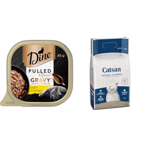 Dine® Wet Cat Tray 42x85g Pulled Menu Gravy Indulgence Chicken and Catsan Ultra Litter 7Kg - Bundle Pack