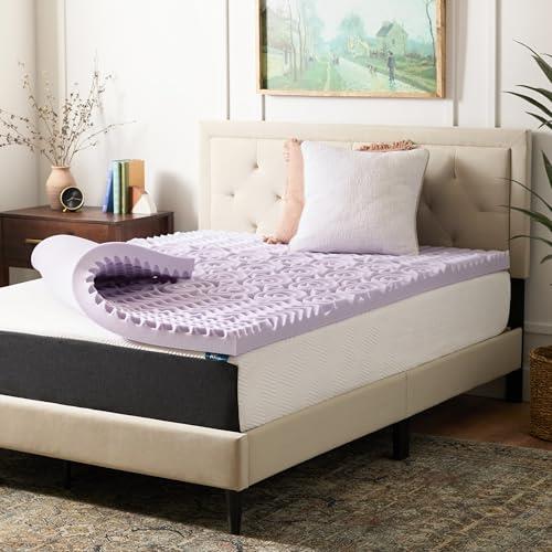 Lucid 3 Inch Mattress Topper California King – Memory Foam Mattress Topper California King – 5 Zone Lavender Infusion – CertiPur Certified Foam