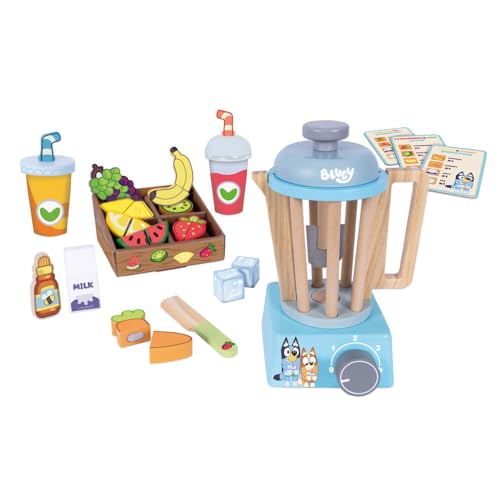 Bluey Wooden Smoothie Set – Pretend Play Blender & Fruit Accessories – Imaginative Kitchen Role Play Toy for Kids Ages 3+