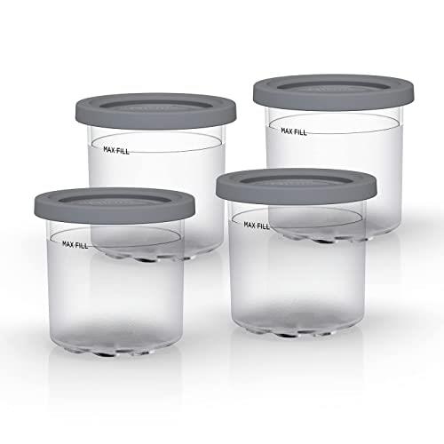 Ninja Dessert Tubs - Pack of 4 [XSK4PINTEUUK] Official Accessory Compatible with Ninja Ice Cream Maker NC300UK, Grey/Clear