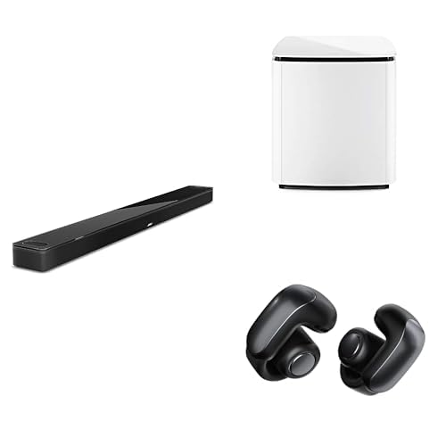 Bose Smart Ultra Soundbar with Dolby Atmos Plus Alexa, Black with Bose Bass Module 700, White and Bose Ultra Open Earbuds, Black Bundle