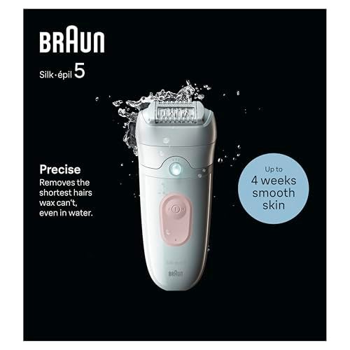 Braun 5-000 Silk-épil 5 Epilator for Wet and Dry, Lasting Smooth Skin, Flamingo Pink