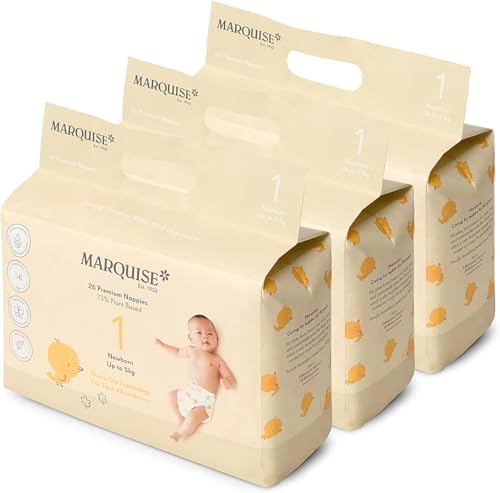 Marquise Baby Eco Nappies for Up to 5 kg Newborn, Size 1 (Pack of 3)
