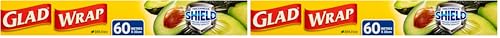 Glad Cling Wrap, 60 Metre Clear Food Wrap, BPA -Free, Microwave Ready, 60m x 33cm, 1 Count (Pack of 2)