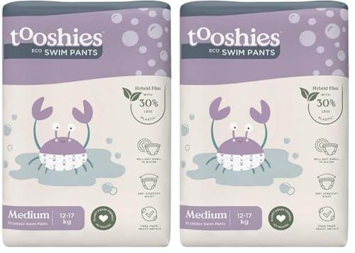 Tooshies Swim Pants | Size Medium 11-15 kgs | Hybrid film with 30% Less Plastic | No Swell | Pull Up and tear off | Crab Print | Unisex | 10pk (Pack of 2)