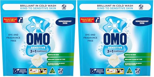 OMO Laundry Capsules 3 in 1 Sensitive, 56 Pack