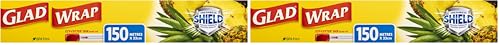 Glad Wrap, 150 Metre Clear Cling Wrap, BPA-Free, Microwave Ready, 150m x 33cm, 1 Count (Pack of 2)