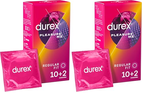 Durex Pleasure Me Latex Condoms Regular Fit, Pack Of 20 + 2 Bonus Condoms