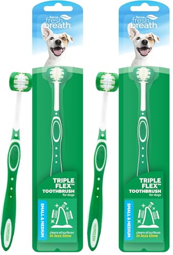 Tropiclean Fresh Breath Small Tripleflex Toothbrush for Dogs (Pack of 2)