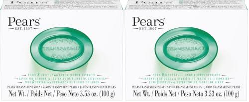Pears Pure & Gentle Transparent Soap Bar 100 g, Green (Pack of 2)