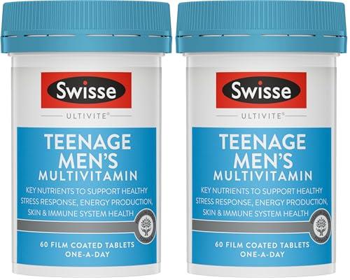 Swisse Ultivite Teenage Men's Multivitamin - with B Vitamins, Magnesium, Iron and More To Support General Health - 60 Tablets (Pack of 2)