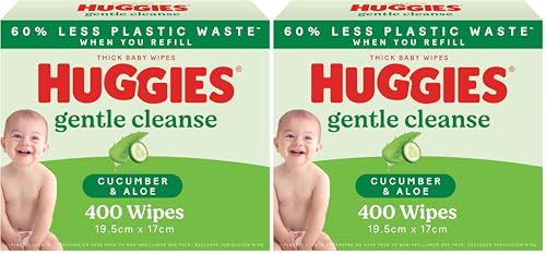 Huggies Thick Baby Wipes Cucumber and Aloe 400 Count (Pack of 2)