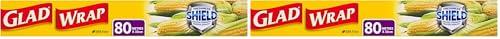 Glad Wrap, 80 Metre Clear Cling Wrap, BPA-Free, Microwave Ready, 80m x 33cm, 1 Count (Pack of 2)