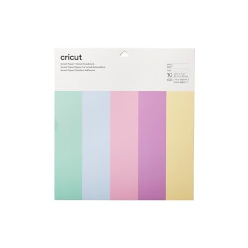 Cricut Smart Paper Sticker Cardstock - 10 Sheets - 13in x 13in - Adhesive Paper for Stickers - Compatible with Cricut Explore 3/Maker 3 - Pastels