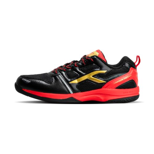 Hundred Blast Non Marking Badminton Shoes (Black/Red/Gold) 8