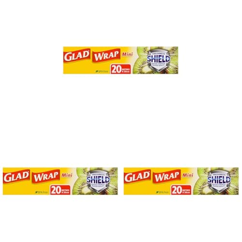 Glad Wrap Mini, 20 Metre Clear Cling Wrap, BPA-Free, Microwave Ready, 20m x 20cm, 1 Count (Pack of 3)