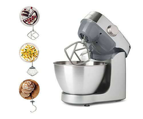 Kenwood Prospero Plus KHC29.A0SI Stand Mixer for Baking, Compact 4.3 Litre Bowl, 3 Bowl Tools, 1000 W, Silver