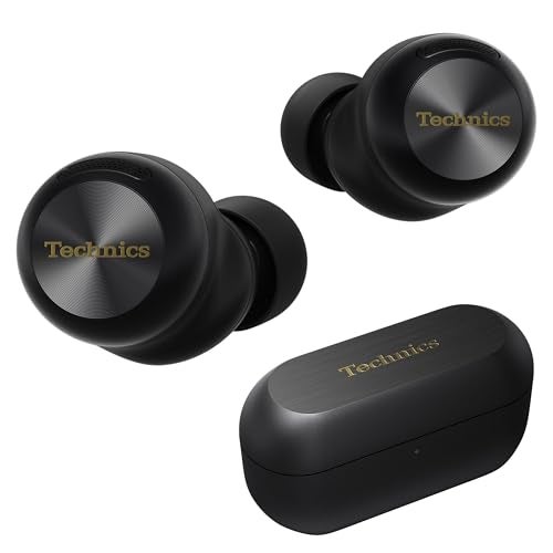Technics Reference Class Hi-Fi Wireless Earbuds, Dolby Atmos with Head Tracking, Adaptive Noise Cancelling, 3 Device Multipoint, 10-hr Battery, Wireless Charging, Improved Fit - EAH-AZ100-K (Black)