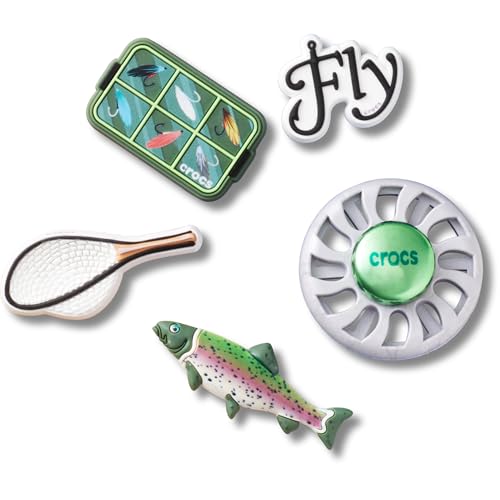 Crocs Jibbitz Nature Shoe Charms, Fly Fishing, 5 Pack