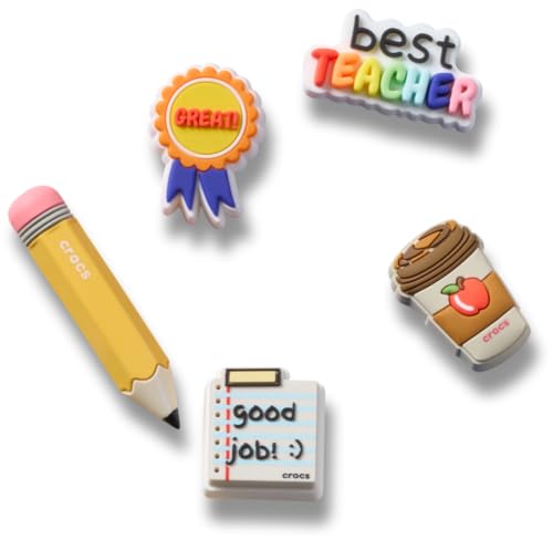 Crocs Jibbitz Back to School Shoe Charms, Best Teacher, 5 Pack