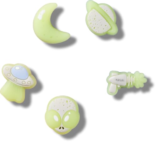 Crocs Jibbitz Trendy Shoe Charms, Glow In The Dark Space, 5 Pack