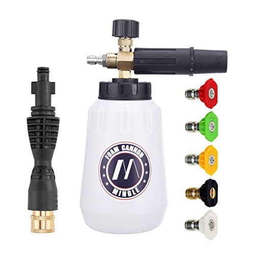 M Mingle Foam Cannon, Replacement Parts for Portland Husky and Ryobi Pressure Washer, with 5 Nozzle Tips, 1/4 Inch Quick Connector