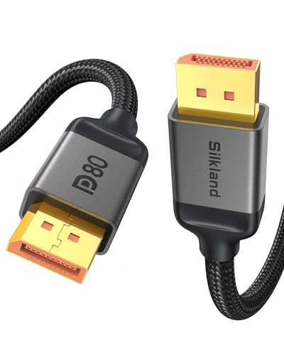 Silkland 80Gbps DisplayPort Cable 2.1 [VESA Certified], [8K@240Hz, 4K@540Hz 360Hz 240Hz] DP 2.1 Cable, HDR HDCP DSC 1.2a Display Port Cord Compatible FreeSync G-Sync Gaming Monitor 5090 7900XTX