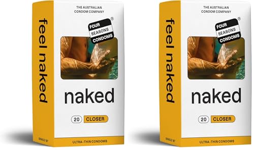 Four Seasons Naked Closer Fit Condoms (Pack of 40) - Lubricated and Tighter Fit - Nominal width 49mm