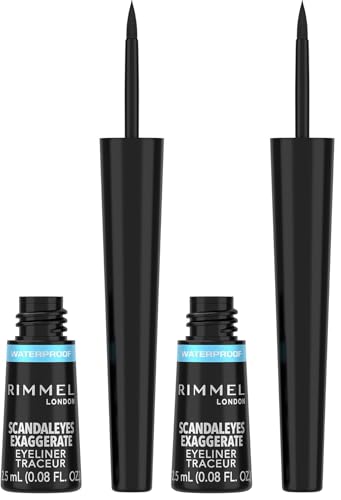 Rimmel London Exaggerate Liquid Eyeliner 100% Waterproof - #003Black (Pack of 2)