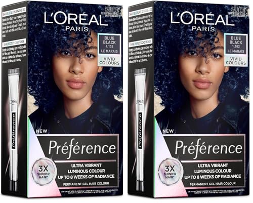 L'Oreal Paris Permanent Hair Dye, Radiant Colour with up to 100% Grey Coverage, Préférence Vivid (Pack of 2)