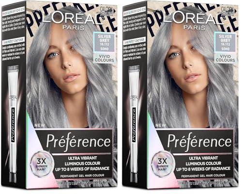 L'Oreal Paris Permanent Hair Dye, Radiant Colour With Up To 100% Grey Coverage, Préférence Vivids (Pack of 2)