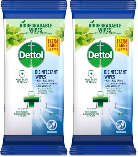 Dettol Multipurpose Disinfectant Wipes Fresh 150's (Pack of 2)