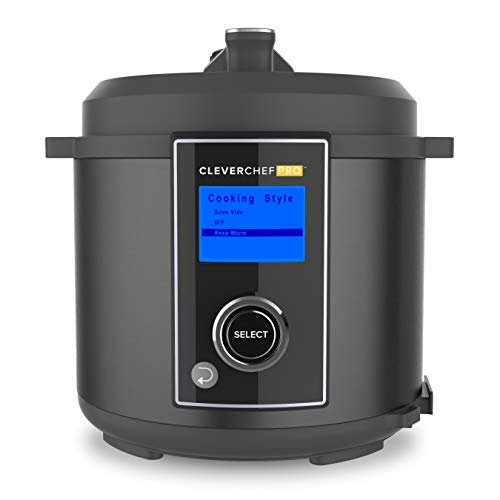 CleverChef Pro- 6-in-1 Digital Pressure Cooker 5.7L - Multicooker, Slow Cooker, Soup Maker, Rice Cooker, Sous Vide - Free Drew&Cole Recipe App - Energy Efficient Cooking - Non-Stick Coating - Black
