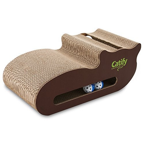 Catify by Best Pet Supplies, Inc. - Cat-Shape Cardboard Scratcher with Catnip