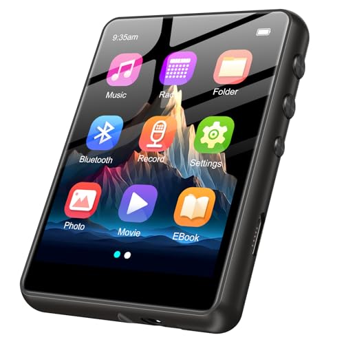 128GB MP3 Player with Bluetooth 5.4, 2.4" Portable HiFi Music Player with FM Radio/HD Speaker/E-Book/Photo/Video/Alarm Clock, Walkman Digital Music Player Earphones Included