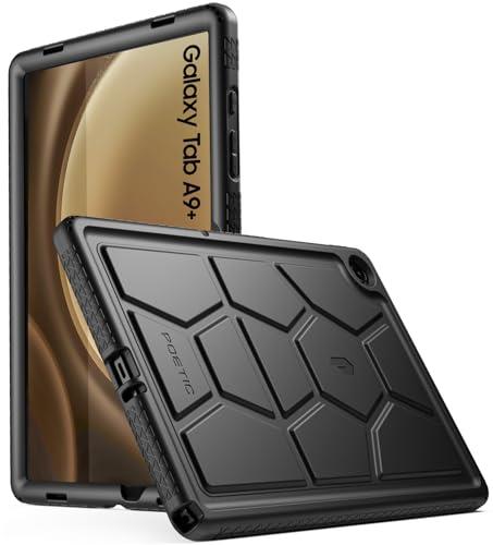 Poetic TurtleSkin Case Designed for Samsung Galaxy Tab A9 Plus Case 11 Inch 2023, Heavy Duty Shockproof Rugged Kids Friendly Drop Protection Silicone Cover Case, Black
