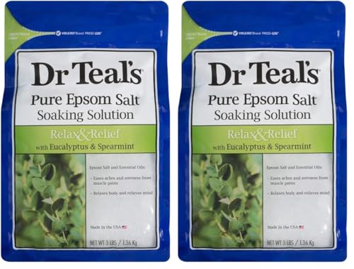 Dr Teal's Eucalyptus and Spearmint Pure Epsom Salt Soaking Solution, 1.36 kg (Pack of 2)